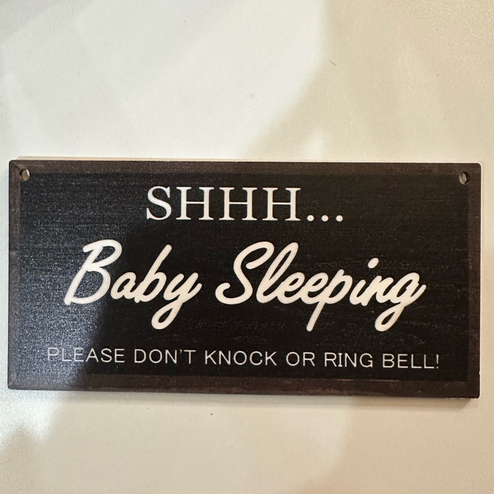 Baby Sleeping Door Sign - Black and White